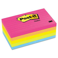 Post-It 3" X 5", 5 100-Sheet Pads, Lined Cape Town Color Notes
