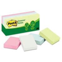 Post-It Original Recycled Note Pads 1-1/2" X 2", 12 100-Sheet Pads, Helsinki Color Notes