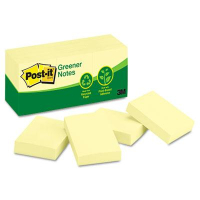 Post-It 1-1/2" X 2", 12 100-Sheet Pads, Canary Yellow Greener Notes