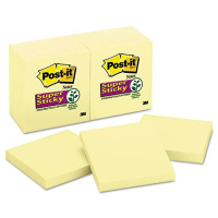 Post-It 3" X 3", 12 90-Sheet Pads, Canary Yellow Super Sticky Notes