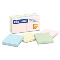 Highland 3" X 3", 12 100-Sheet Pads, Pastel Sticky Notes