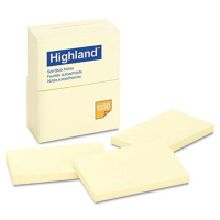 Highland 3" X 5", 12 100-Sheet Pads, Yellow Sticky Notes