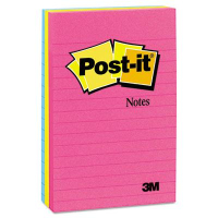 Post-It 4" X 6", 3 100-Sheet Pads, Lined Cape Town Color Notes