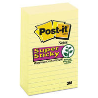 Post-It 4" X 6", 5 90-Sheet Pads, Lined Canary Yellow Super Sticky Notes