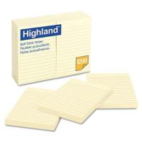 Highland 4" X 6", 12 100-Sheet Pads, Lined Yellow Sticky Notes