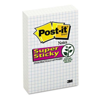 Post-It 4" X 6", 6 50-Sheet Pads, White Super Sticky Blue Grid Notes