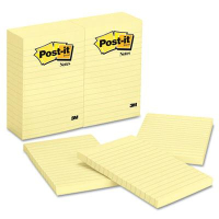 Post-It 4" X 6", 12 100-Sheet Pads, Lined Canary Yellow Notes