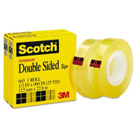 Scotch 1/2" x 25 yds Clear Double-Sided Tape, 1" Core, 2-Pack