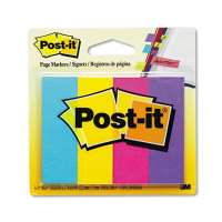 Post-It 1" x 3" Page Markers, Assorted Brights, 200 Markers/Pack