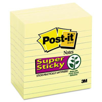 Post-It 4" X 4", 6 90-Sheet Pads, Lined Canary Yellow Super Sticky Notes