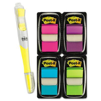 Post-It 1" x 1-3/4" Flags Value Pack with Highlighter, Assorted, 250 Flags/Pack