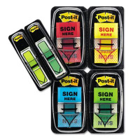 Post-It 1" x 1-3/4" "Sign Here" Message Arrow Page Flags, Assorted, 248 Flags/Pack