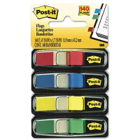 Post-It 1/2" x 1-3/4" Small Page Flags, Standard Assorted, 140 Flags/Pack