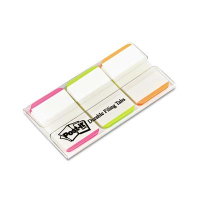 Post-It 1" x 1-1/2" Durable File Tabs, Striped Green/Orange/Pink, 66/Pack