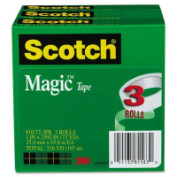 Scotch 1" x 72 yds Clear Magic Tape, 3" Core, 3-Pack