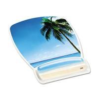 3M 9-1/8" x 6-3/4" Fun Design Clear Gel Mouse Pad Wrist Rest, Beach Design