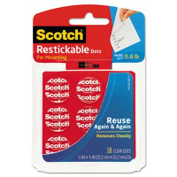 Scotch 7/8" Diameter Restickable Mounting Tabs, Clear, 18/Pack