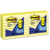 Post-It 3" X 3", 6 100-Sheet Pads, Lined Canary Yellow Pop-Up Notes