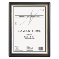 NuDell EZ Mount 8.5" W x 11" H Document Frame, Black/Gold