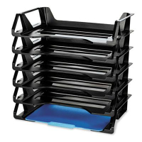 Officemate Six-Tier Recycled Side-Load Desk Letter Tray, Black