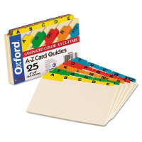 Oxford 1/5 Tab 4" x 6" Alphabetic Index Card Guides, Manila, 1 Set