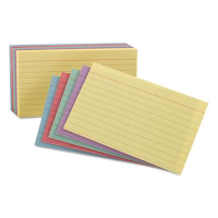 Oxford 5" x 8", 100-Cards, Assorted Colors, Ruled Index Cards