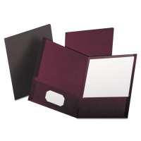 Oxford 100-Sheet 8-1/2" x 11" Linen Two-Pocket Portfolio, Burgundy, 25/Box