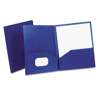 Oxford 100-Sheet 8-1/2" x 11" Poly Two-Pocket Portfolio, Opaque Dark Blue