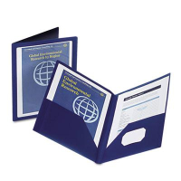 Oxford ViewFolio 100-Sheet 8-1/2" x 11" Poly Two-Pocket Portfolio, Blue/Clear