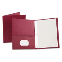 Oxford 1/2" Capacity 8-1/2" x 11" Tang Fastener Twin-Pocket Folders, Burgundy, 25/Box