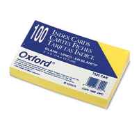Oxford 3" x 5", 100-Cards, Canary, Unruled Index Cards