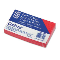 Oxford 3" x 5", 100-Cards, Cherry, Ruled Index Cards