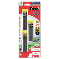 Pentel Super Hi-Polymer 3-Pack 0.9 mm Black Lead Refills, 30-Leads