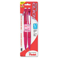 Pentel Twist-Erase Click #2 0.7 mm Pink Ribbon Mechanical Pencils, 2-Pack