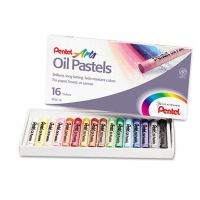 Pentel 16-Color Oil Pastel Set With Carrying Case, Assorted, 16/Set