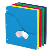 Pendaflex 8-1/2" x 11" 3-Hole Punched Slash Pocket Project Folders, Assorted, 10/Pack