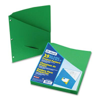 Pendaflex 8-1/2" x 11" 3-Hole Punched Slash Pocket Project Folders, Green, 25/Pack