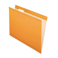 Pendaflex Letter Reinforced Hanging File Folders, Orange, 25/Box