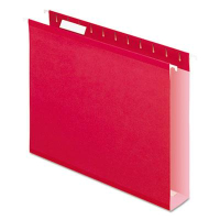 Pendaflex Letter 2" Box Bottom Hanging File Folders, Red, 25/Box