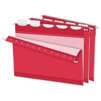 Pendaflex Ready-Tab Reinforced Letter 1/5 Tab File Folders, Red, 25/Box