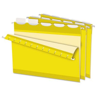 Pendaflex Ready-Tab Reinforced Letter 1/5 Tab Hanging File Folders, Yellow, 25/Box