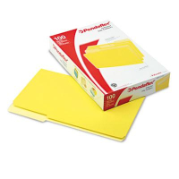 Pendaflex 1/3 Cut Tab Legal Interior File Folder, Yellow, 100/Box