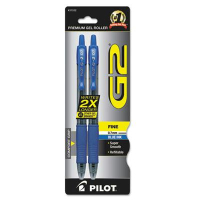 Pilot G2 0.7 mm Fine Retractable Gel Roller Ball Pens, Blue, 2-Pack
