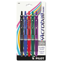 Pilot Acroball 1 mm Medium Retractable Ballpoint Pens, Assorted, 5-Pack