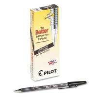 Pilot Better 1 mm Medium Stick Ballpoint Pens, Black, 12-Pack
