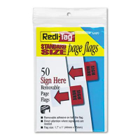 Redi-Tag 1-7/10" x 1" "Sign Here" Removable Page Flags, Red, 50 Flags/Pack
