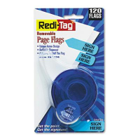 Redi-Tag 9/16" x 1-3/4" "Sign Here" Message Arrow Page Flags, Blue, 120 Flags/Pack