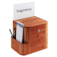 Safco Suggestion Boxes, 10" W x 8" H x 14" D, Cherry Bamboo