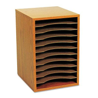 Safco 11-Section Vertical Wood Desktop Literature Sorter, Oak