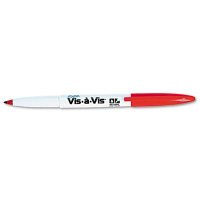 Expo Vis-a-Vis Wet-Erase Marker, Fine Point, Red, 12-Pack